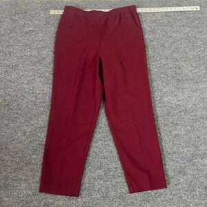 Donnkenny Pants Womens Size 18 Burgundy Elastic Waist Straight Leg Casual